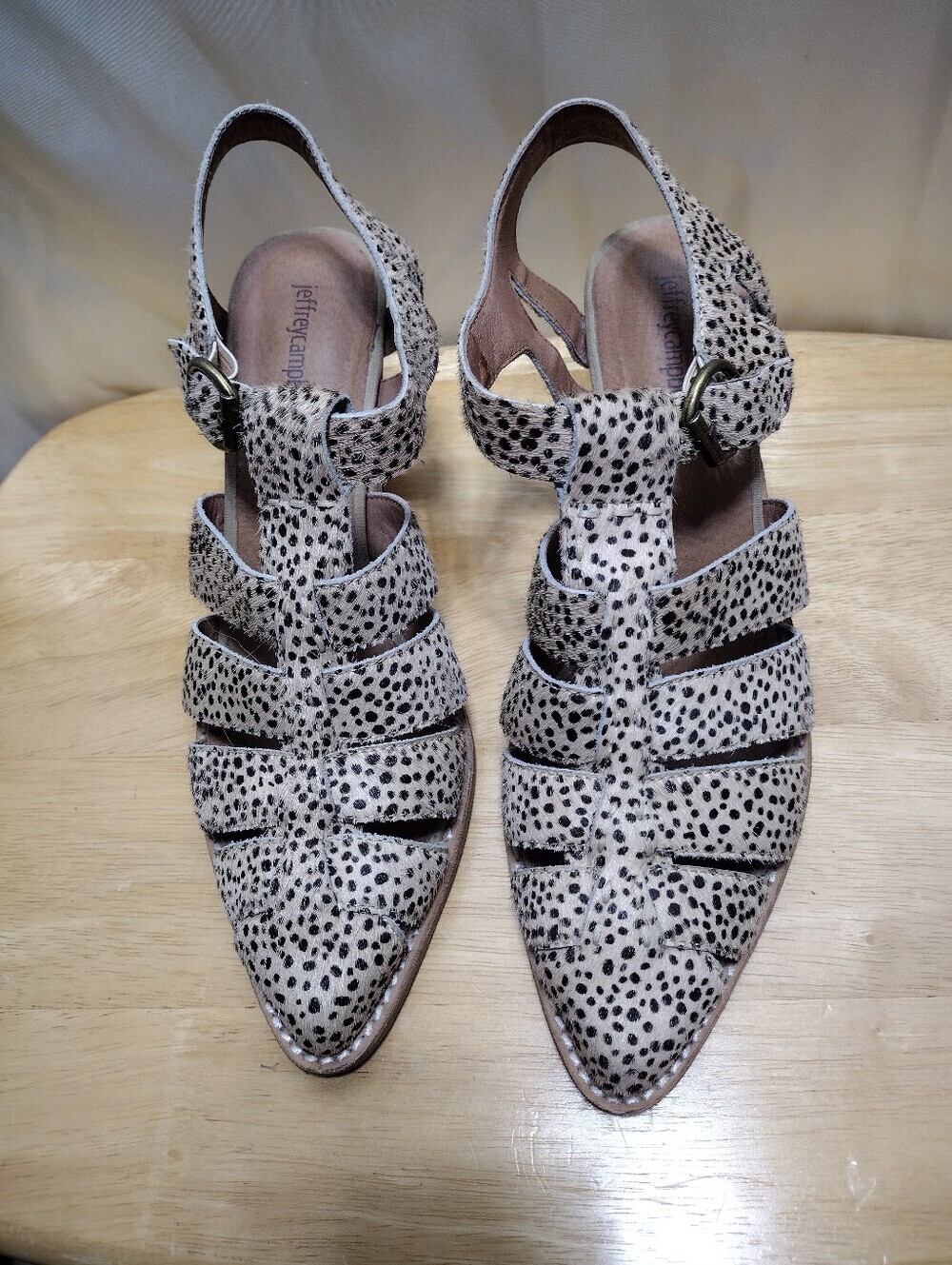 Jeffrey Campbell Angora Calf Hair Sandals Shoes Cheetah Size 11